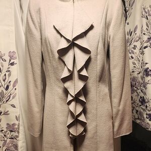 T Tahari Cream Wool Dress Coat